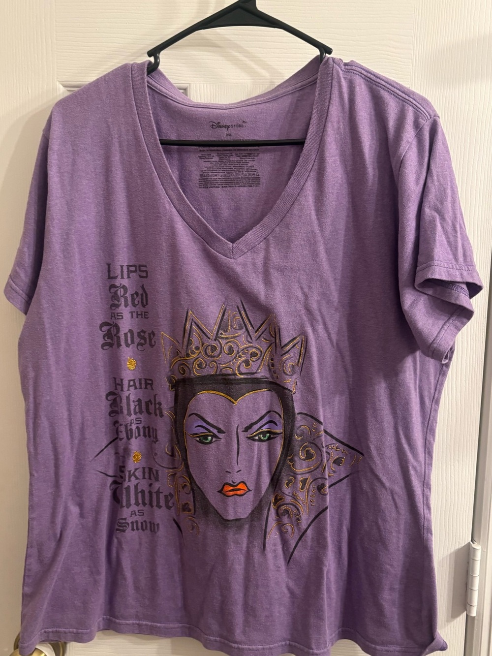 Disney Lavender V-Neck Evil Queen Graphic Tee with Metallic Crown